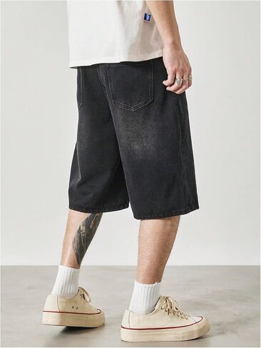 GORGLITTER Men's Baggy Jean Shorts Loose Fit Long Denim Shorts Vintage Wide Leg Jorts in Saudi Arabia