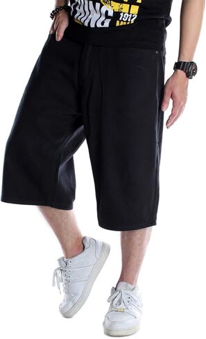 Enrica Men's Baggy Jorts Casual Loose Fit Hip Hop Skateboard Denim Shorts in Kuwait