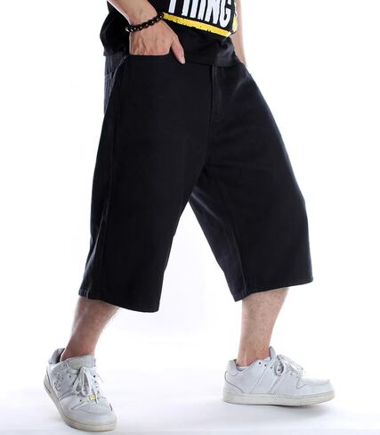 Enrica Men's Baggy Jorts Casual Loose Fit Hip Hop Skateboard Denim Shorts in Kuwait