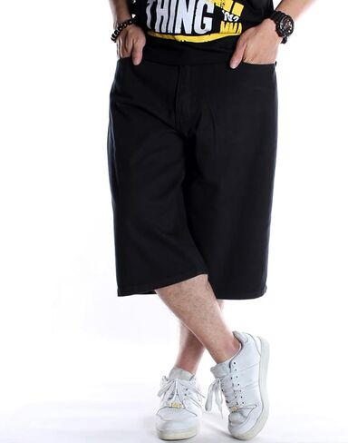 Enrica Men's Baggy Jorts Casual Loose Fit Hip Hop Skateboard Denim Shorts in Kuwait