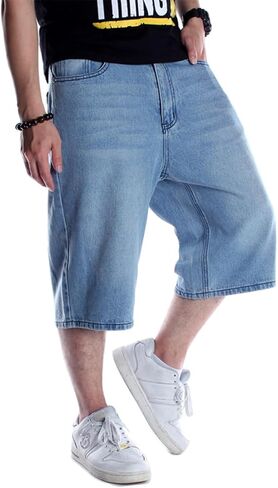 Enrica Men's Baggy Jorts Casual Loose Fit Hip Hop Skateboard Denim Shorts in Kuwait