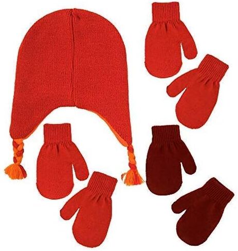 Sesame Street Elmo Hat and 2 Pair Mittens Cold Weather Set, Size Age 2-4, Elmo Mitten 2-4 in Saudi Arabia
