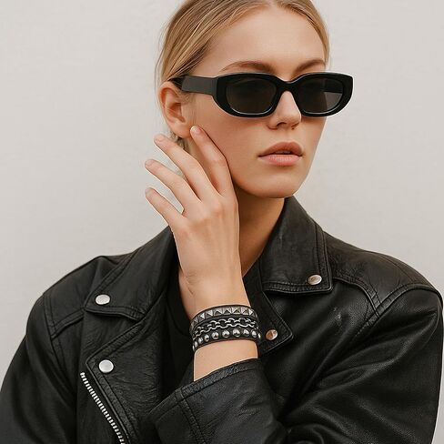 3 Pcs Punk Rock Studded Bracelets Leather Spike Cuff Bracelet 80s Goth Wristband Adjustable Wrap Wrist Cuffs for Men Women Halloween Party Emo Accessories in Saudi Arabia
