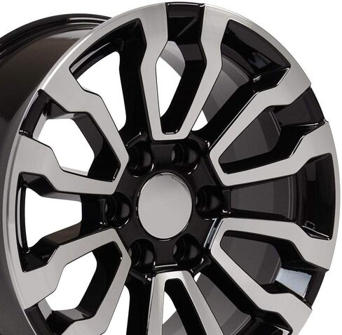 OE Wheels CV35 18 بوصة الحافات تتناسب مع Sierra 1500 AT4 Style 6x139.7 18x8.5 Gloss Black Machined - Hollander 5909 (مجموعة من 4) in Kuwait