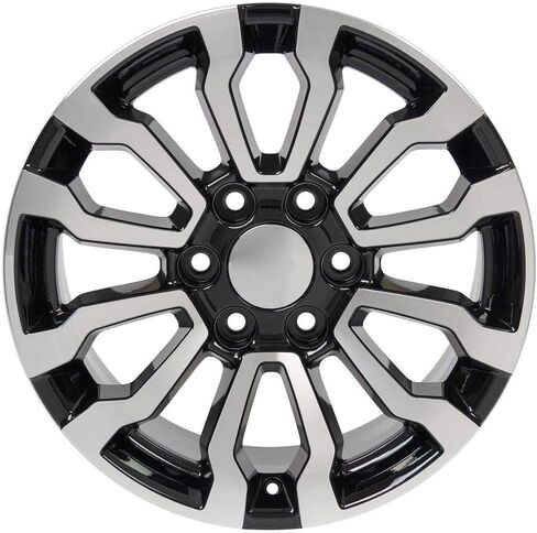 OE Wheels CV35 18 بوصة الحافات تتناسب مع Sierra 1500 AT4 Style 6x139.7 18x8.5 Gloss Black Machined - Hollander 5909 (مجموعة من 4) in Kuwait