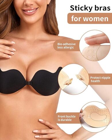 Strapless Bra Sticky Bra Push Up Invisible Backless Stick On Bra for Women 2 Pair Reusable Nipple Cover in Saudi Arabia