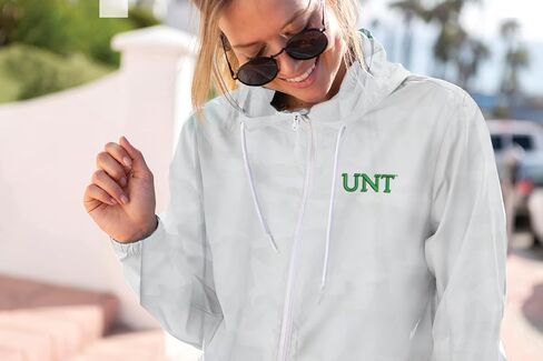 رسائل منظمتنا متجر جامعة شمال تكساس سترة طيار الرياح الخفيفة الوزن المطرزة مع UNT in Kuwait