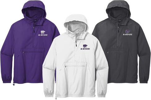 خطابات منظمتنا متجر Kansas State University Anorak Pullover Windbreaker مطرزة مع شعار K-State Powercat in Saudi Arabia