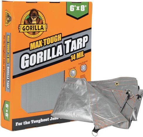 Gorilla 10' x 14' Tough Tarp (97033) - Heavy-Duty, Waterproof, and Versatile Outdoor Protection. Reinforced Edges & Hem & Durable Material. Ideal for Camping, Gardening, and More… in Saudi Arabia