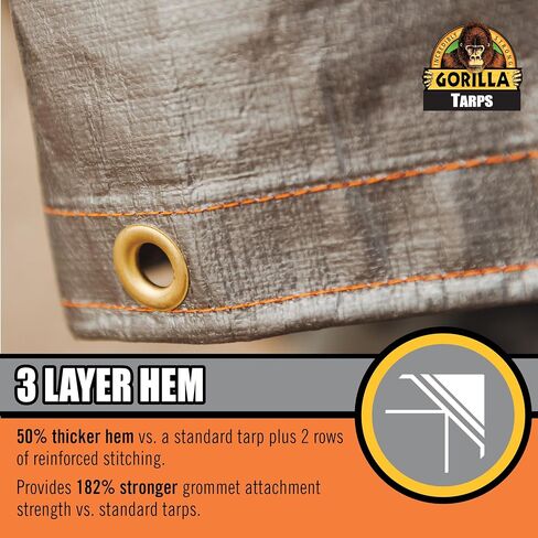 Gorilla 10' x 14' Tough Tarp (97033) - Heavy-Duty, Waterproof, and Versatile Outdoor Protection. Reinforced Edges & Hem & Durable Material. Ideal for Camping, Gardening, and More… in Saudi Arabia