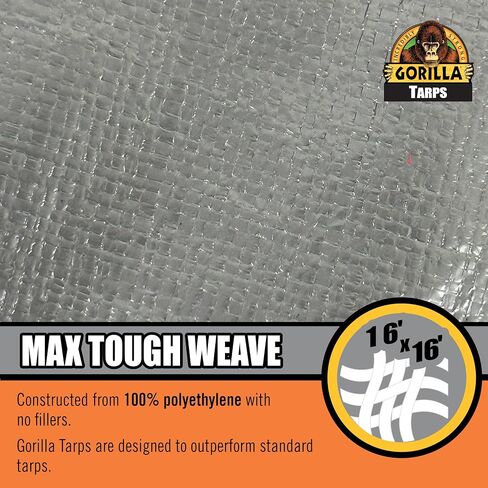 Gorilla 10' x 14' Tough Tarp (97033) - Heavy-Duty, Waterproof, and Versatile Outdoor Protection. Reinforced Edges & Hem & Durable Material. Ideal for Camping, Gardening, and More… in Saudi Arabia