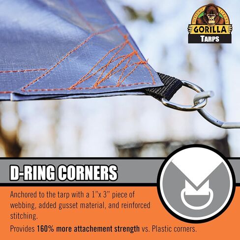 Gorilla 10' x 14' Tough Tarp (97033) - Heavy-Duty, Waterproof, and Versatile Outdoor Protection. Reinforced Edges & Hem & Durable Material. Ideal for Camping, Gardening, and More… in Saudi Arabia