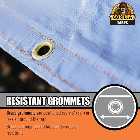 Gorilla 10' x 14' Tough Tarp (97033) - Heavy-Duty, Waterproof, and Versatile Outdoor Protection. Reinforced Edges & Hem & Durable Material. Ideal for Camping, Gardening, and More… in Saudi Arabia