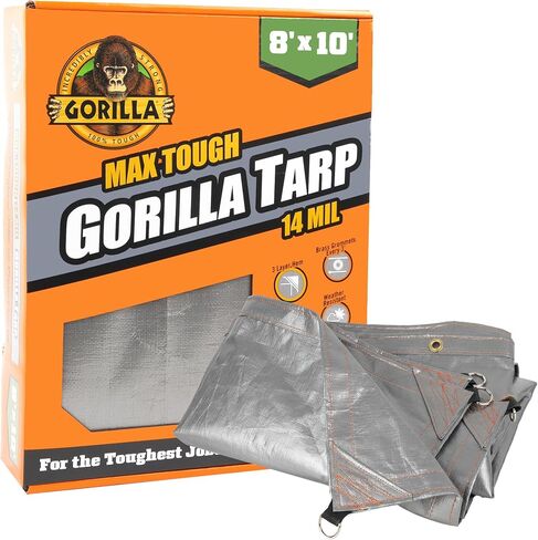Gorilla 10' x 14' Tough Tarp (97033) - Heavy-Duty, Waterproof, and Versatile Outdoor Protection. Reinforced Edges & Hem & Durable Material. Ideal for Camping, Gardening, and More… in Saudi Arabia