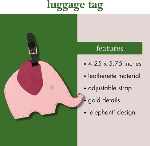 kate spade new york Round Red Vegan Leather Luggage Tag for Women, Durable Suitcase ID Tag (Elephant) in Saudi Arabia