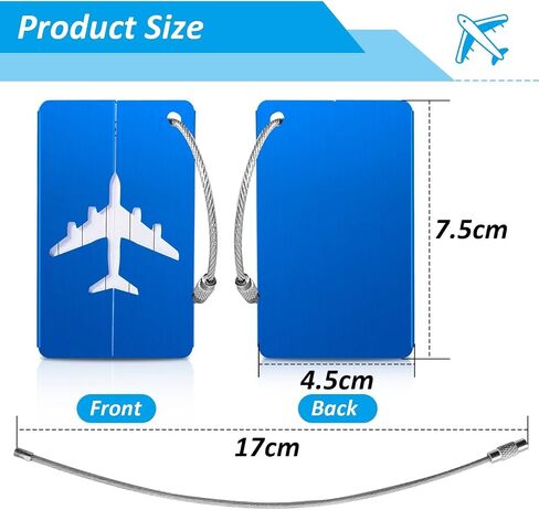 Luggage Tags for Suitcases Aluminum 6 Pack with Stainless Steel Loop, Suitcase Tags with Name ID Card Perfect to Quickly Spot Travel Essentials Backpacks Bags Baggage in Saudi Arabia