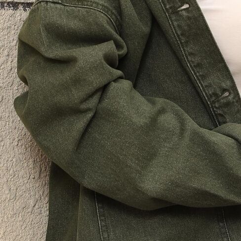 Women's Denim Jacket Oversize Long Sleeve Button Down Shirt Boyfriend Jeans Shacket Jacket Coat with Pocket in Saudi Arabia