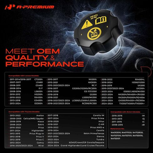 A-Premium Soodant Resident Resident Cap متوافق مع Toyota Camry ، Corolla ، Prius ، Tacoma ، Highlander ، Tundra ، Sienna ، Avalon ، Venza ، C-HR ، Sequoia ، Land Cruiser & Lexus & Scion TC ، XB in Kuwait