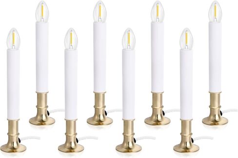6-Pack Dusk to Dawn Electric Christmas Window Candle Lights with Shatterproof Plastic LED Bulbs, Plug-in Corded Window Candle Lamps, Auto On/Off Light Sensor, 6 Suction Cups Included, Warm White in Saudi Arabia