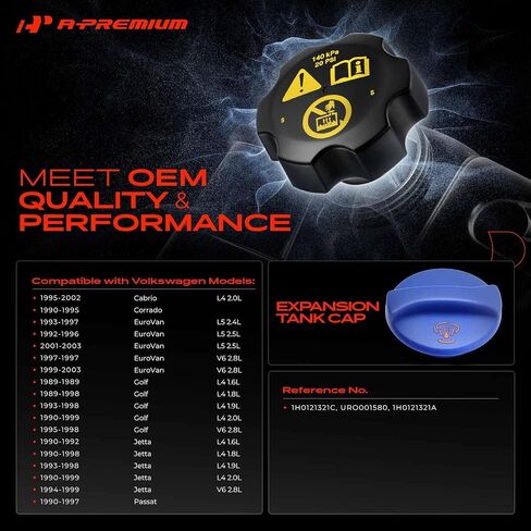 A-Premium Soolant Resident Reservoir Cap Cap متوافق مع فولكس واجن جيتا 1990-1999 ، Passat 1990-1997 ، Golf 1989-1999 ، Cabrio 1995-2002 ، Corrado 1990-1995 ، Eurovan 1992-1997/1999-2003 in Kuwait