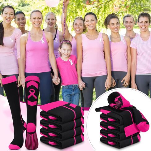 Funtery 12 زوج زوج التوعية بسرطان الثدي جوارب النساء الوردي الشريط كرة القدم بالجوارب لكرة القدم لكرة القدم لكرة القدم لكرة القدم لكرة القدم in Kuwait