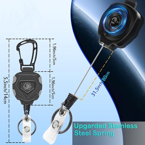 6 Pieces Retractable Badge Holder Set,Heavy Duty Retractable Keychain with Zinc Alloy Carabiner，2 Breakaway Lanyards and 2 ID Card Holders,31.5 Steel Cord,9 oz Rebound in Kuwait