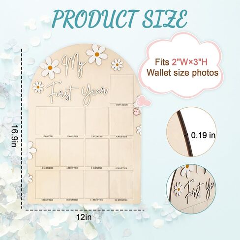 My First Year Photo Frame, Photo Display Board First Birthday Decorations for Girls, 1st Birthday Photo Banner Picture Board for Photos, 12 Month Photo Banner for Wall Keepsake First Year Pictures Display Wall in Saudi Arabia