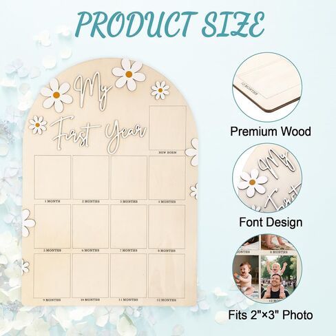 My First Year Photo Frame, Photo Display Board First Birthday Decorations for Girls, 1st Birthday Photo Banner Picture Board for Photos, 12 Month Photo Banner for Wall Keepsake First Year Pictures Display Wall in Saudi Arabia