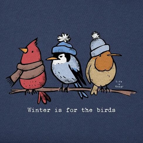 Life is Good. Women's Shady Winter is for The Birds Long Sleeve Crusher Vee, Darkest Blue in Saudi Arabia