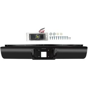 MOTORHOT Black Rear Bumper Roll Pan Compatible with 1988-1998 Chevy GMC C1500 C2500 C3500 K1500 K2500 K3500 w/License LED Light in Kuwait