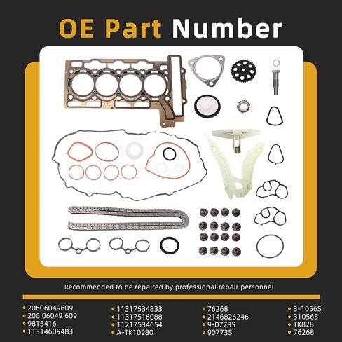 MLS Engine Head Gasket Set with Bolts Fit for Mini Cooper R56 Hatchback 2007-2008, Fit for Mini Cooper R55 R56 2009-2012, for 1.6L L4 DOHC Turbo N14B16C, N14B16A, OE# 9815416 ES72451 in Saudi Arabia