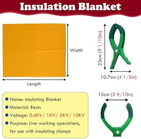 2 Pack High Voltage Insulating Blanket for Electricians, Waterproof Electrical Safety Mat Cover (10kV/5kV/1kV/400V, 39.4x78.7/100x200cm) - Durable Insulation Protection in Saudi Arabia