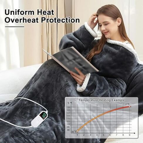 50"X70" Snugama Heated Blanket, Wearable Heated Blanket with Foot Pocket, 6 Heat Settings, Smart Heating, Multi-Scene Use, for Family (1Pcs) in Saudi Arabia