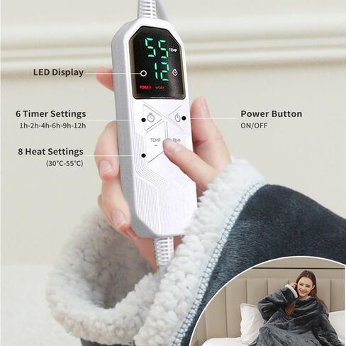 50"X70" Snugama Heated Blanket, Wearable Heated Blanket with Foot Pocket, 6 Heat Settings, Smart Heating, Multi-Scene Use, for Family (1Pcs) in Saudi Arabia