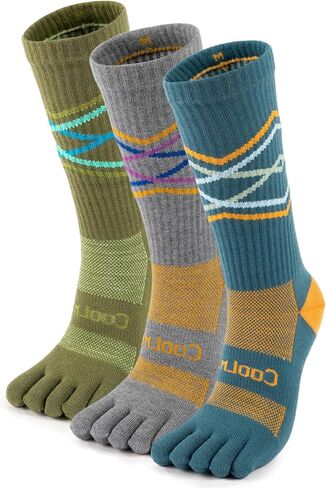 Toe Socks for Men and Women Cool-max Crew Running Socks Breathable Moisture Wicking,3 Pairs in Saudi Arabia