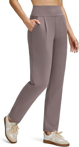 G4Free ShiftReady Ankle Women's Casual Pants with Pockets Tapered Leg Pleated High Waist Trousers for Work Casual Travel in Saudi Arabia