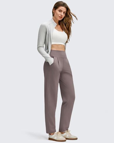 G4Free ShiftReady Ankle Women's Casual Pants with Pockets Tapered Leg Pleated High Waist Trousers for Work Casual Travel in Saudi Arabia