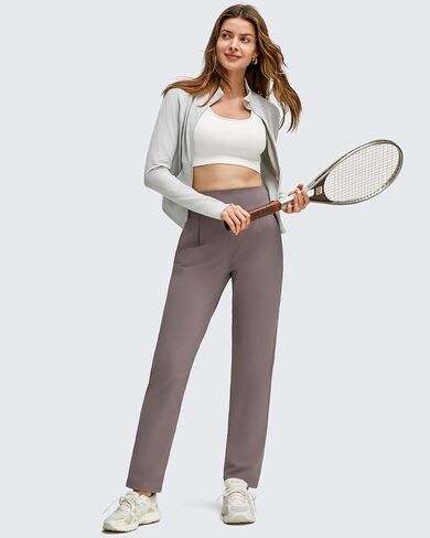 G4Free ShiftReady Ankle Women's Casual Pants with Pockets Tapered Leg Pleated High Waist Trousers for Work Casual Travel in Saudi Arabia
