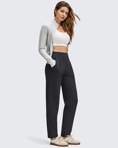 G4free Shiftready Onkle Women's Disual Pants مع جيوب مدببة الساق مطوية بنطلون عالي الخصر للعمل في السفر غير الرسمي in Kuwait