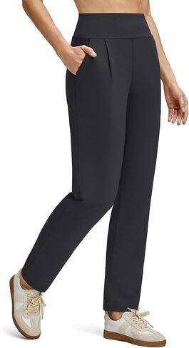 G4free Shiftready Onkle Women's Disual Pants مع جيوب مدببة الساق مطوية بنطلون عالي الخصر للعمل في السفر غير الرسمي in Kuwait
