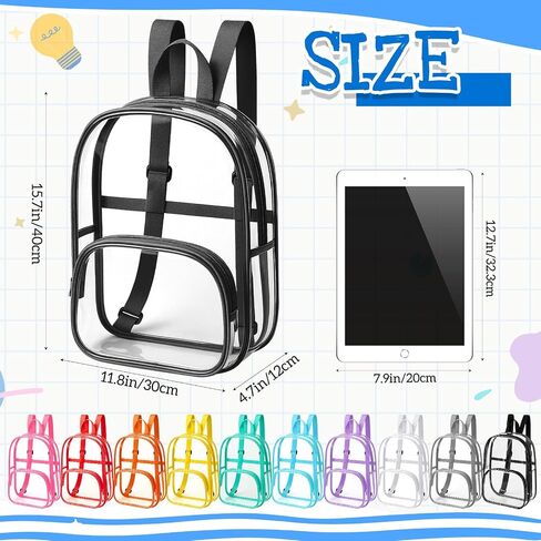 Aliceset Clear Backpack Backpack Ballk Broof Prackpress Protparent Colorful Colorful Attivities Cits for Women Men (9 Inch ، 100 pcs) in Kuwait