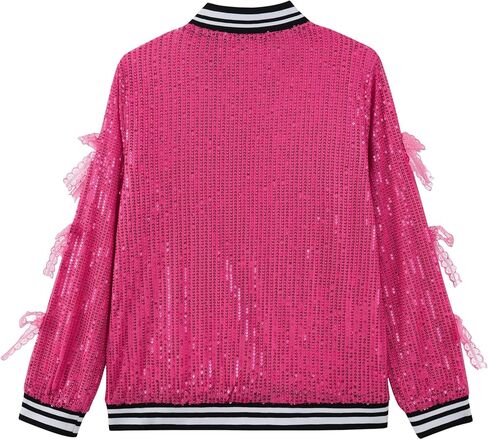 الفتيات الترتر بومبر سترة التألق الهوغرافيا الطويلة الأكمام جاكيتات OMBRE للطفل مع الأصفاد المضلعة 5-12y in Kuwait