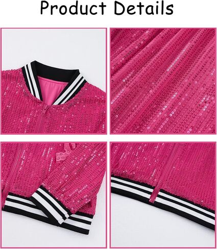 الفتيات الترتر بومبر سترة التألق الهوغرافيا الطويلة الأكمام جاكيتات OMBRE للطفل مع الأصفاد المضلعة 5-12y in Kuwait