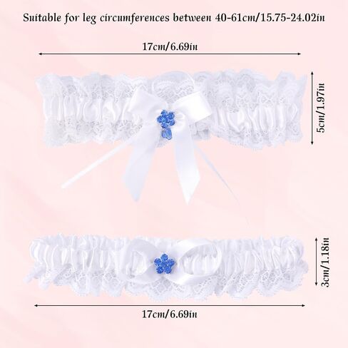 2pcs Wedding Brides Bow Garters for Women, Elastic Lace Bridal Blue Garters for Valentines Party Accessories Gift in Saudi Arabia