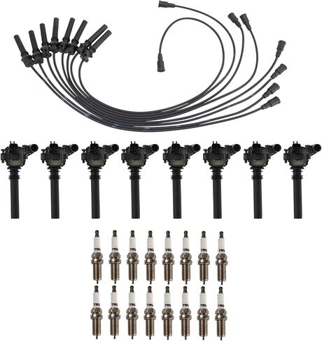 TRQ Ignition Kit Ignition Coil Spark Plugs Wire Set Compatible with 2005 Chrysler 300 Dodge Magnum Jeep Grand Cherokee in Saudi Arabia