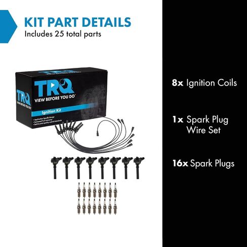 TRQ Ignition Kit Ignition Coil Spark Plugs Wire Set Compatible with 2005 Chrysler 300 Dodge Magnum Jeep Grand Cherokee in Saudi Arabia