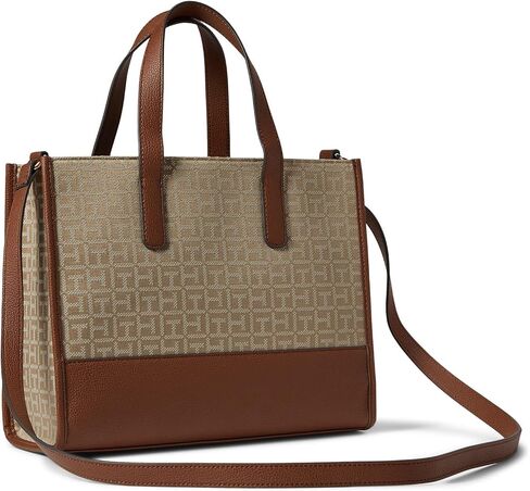 Tommy Hilfiger Mercer II Convertible Shopper Square Monogram Jacquard Black/White One Size in Saudi Arabia
