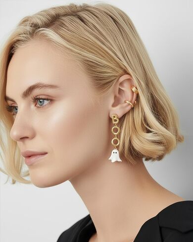 Halloween Earrings for Women Bat Pumpkin Black Cat Witch Hat Skull Earrings Costume Party Jewelry in Kuwait