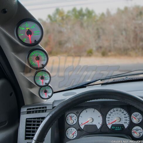 Glowshift Taupe Quad Bawge Gauge Pod متوافق مع دودج رام كامينز 1500 2500 3500 2003-2009 - ملون المصنع متطابق - محمي الأشعة فوق البنفسجية - ABS البلاستيك (4) 2-1/16 "(52 مم) مقاييس in Kuwait