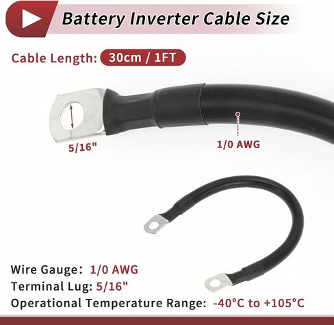 1 Pc Battery Inverter Cable Battery Cable 5/16" Lug 1/0 AWG Gauge 4FT Red Tinned Copper in Saudi Arabia